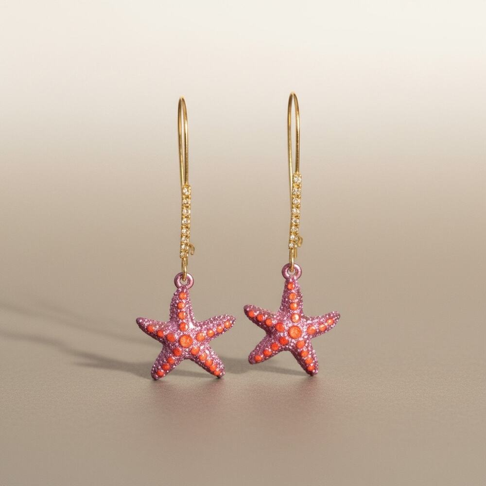 Betsey Johnson Mermaid Starfish Cord Necklace NWT Crystal Ocean Beach Jewelry - Picture 3 of 5